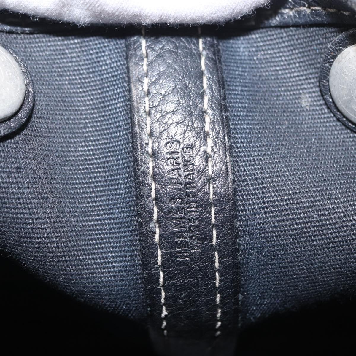 HERMES Garden Party TPM Hand Bag Canvas 2way Black Silver Auth 151346