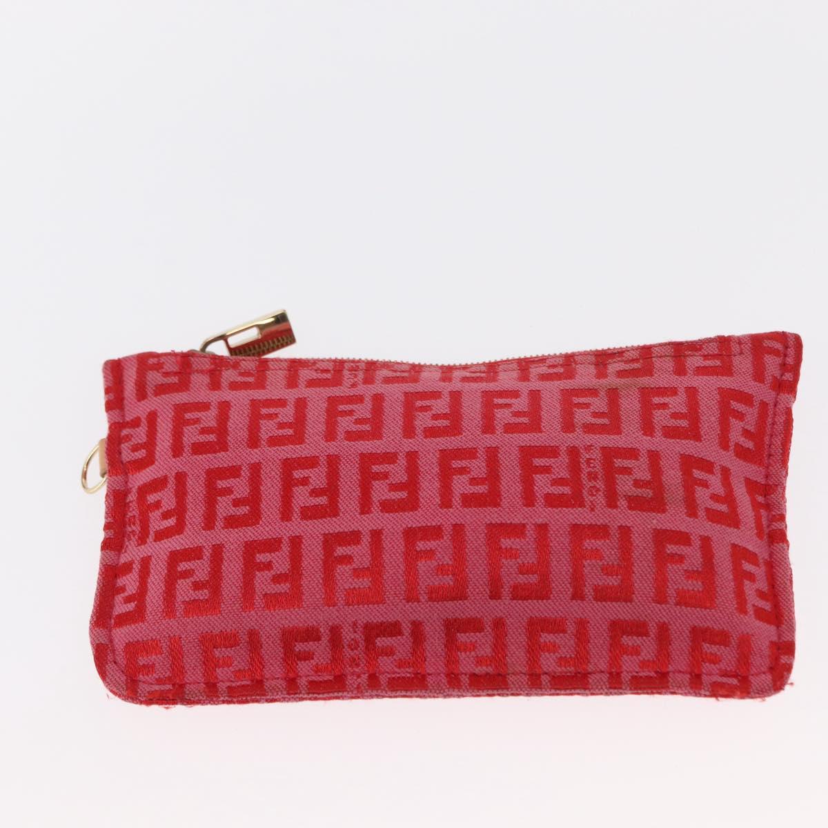 FENDI Zucchino Canvas Tote Bag Red Auth 151348