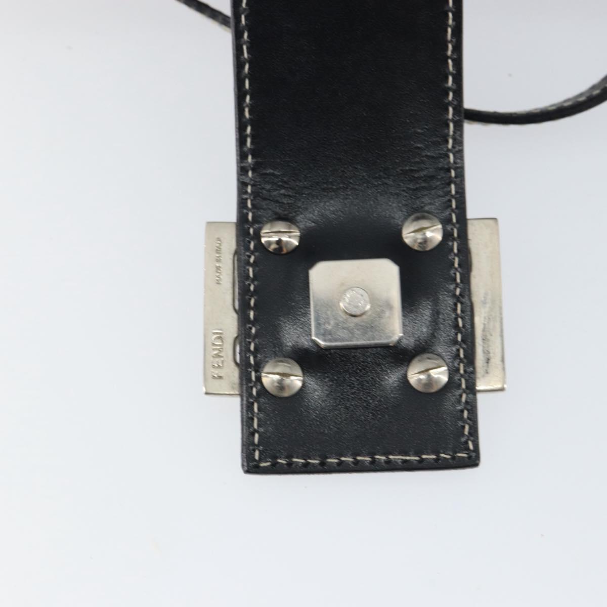 FENDI Zucchino Canvas Hand Bag Navy Silver Auth 151349