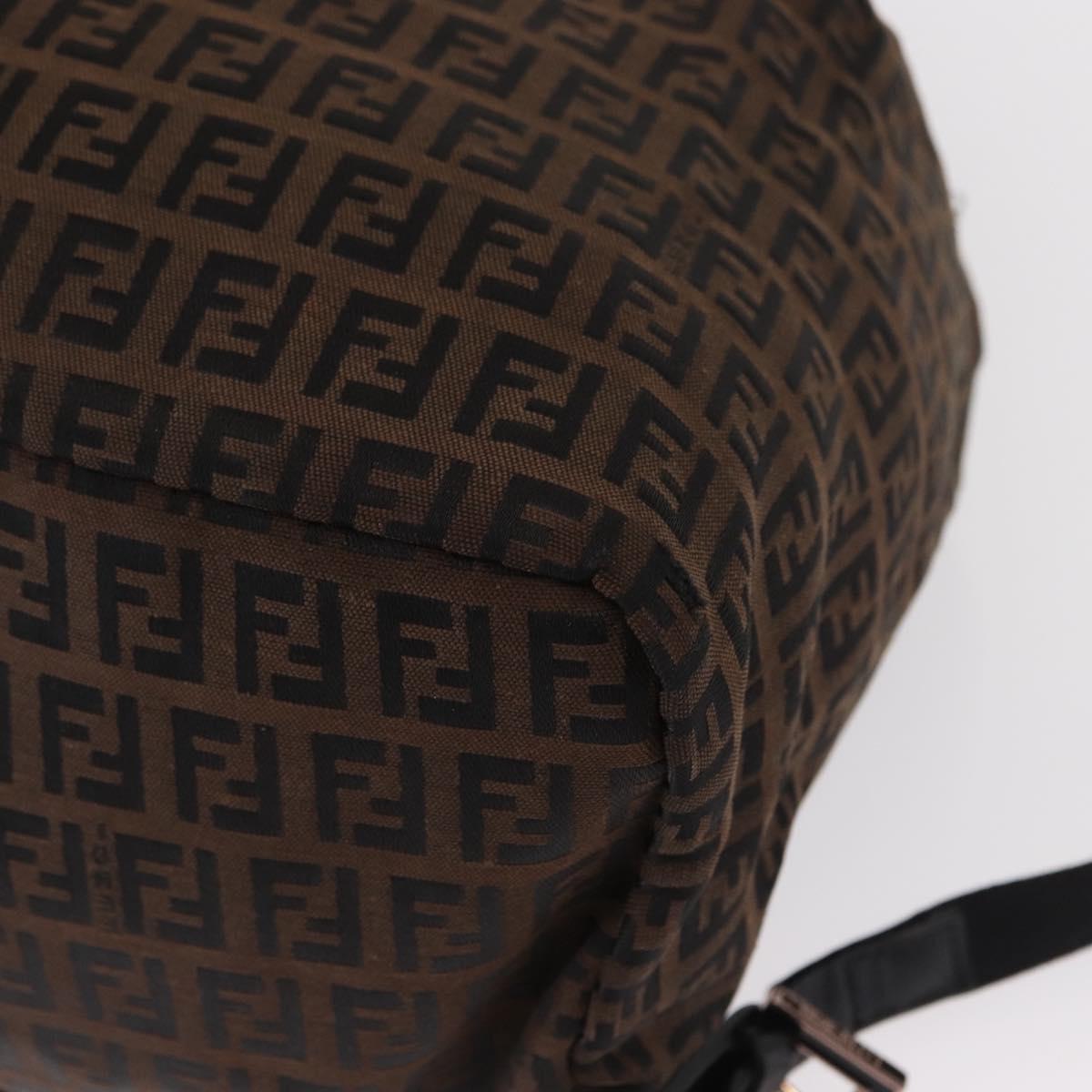 FENDI Zucchino Canvas Backpack Brown Black Auth 151350