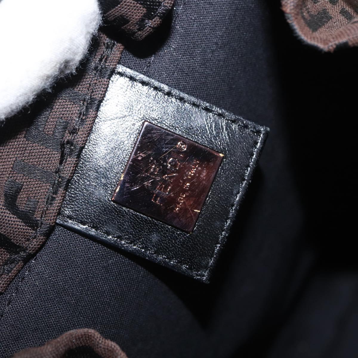 FENDI Zucchino Canvas Backpack Brown Black Auth 151350