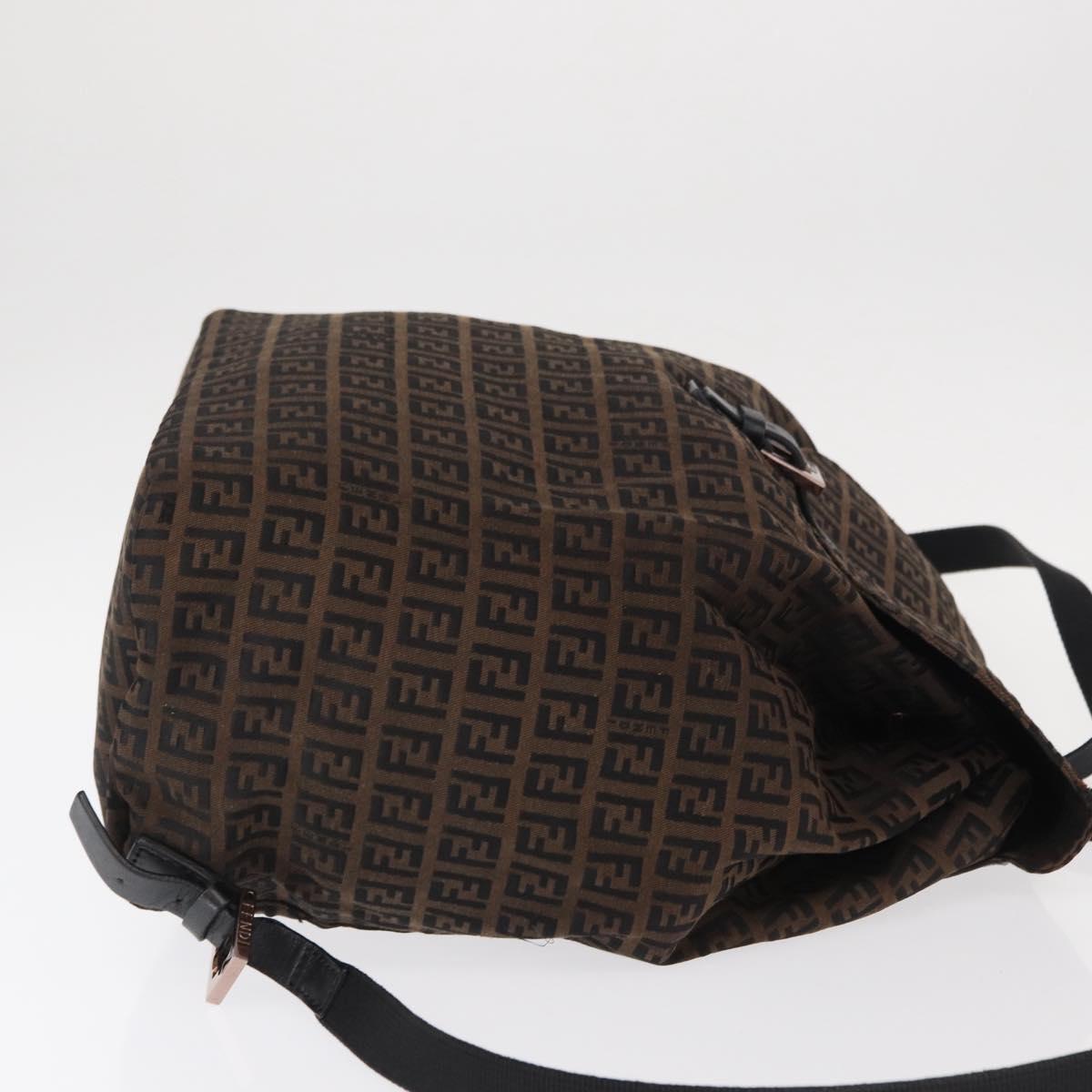 FENDI Zucchino Canvas Backpack Brown Black Auth 151350