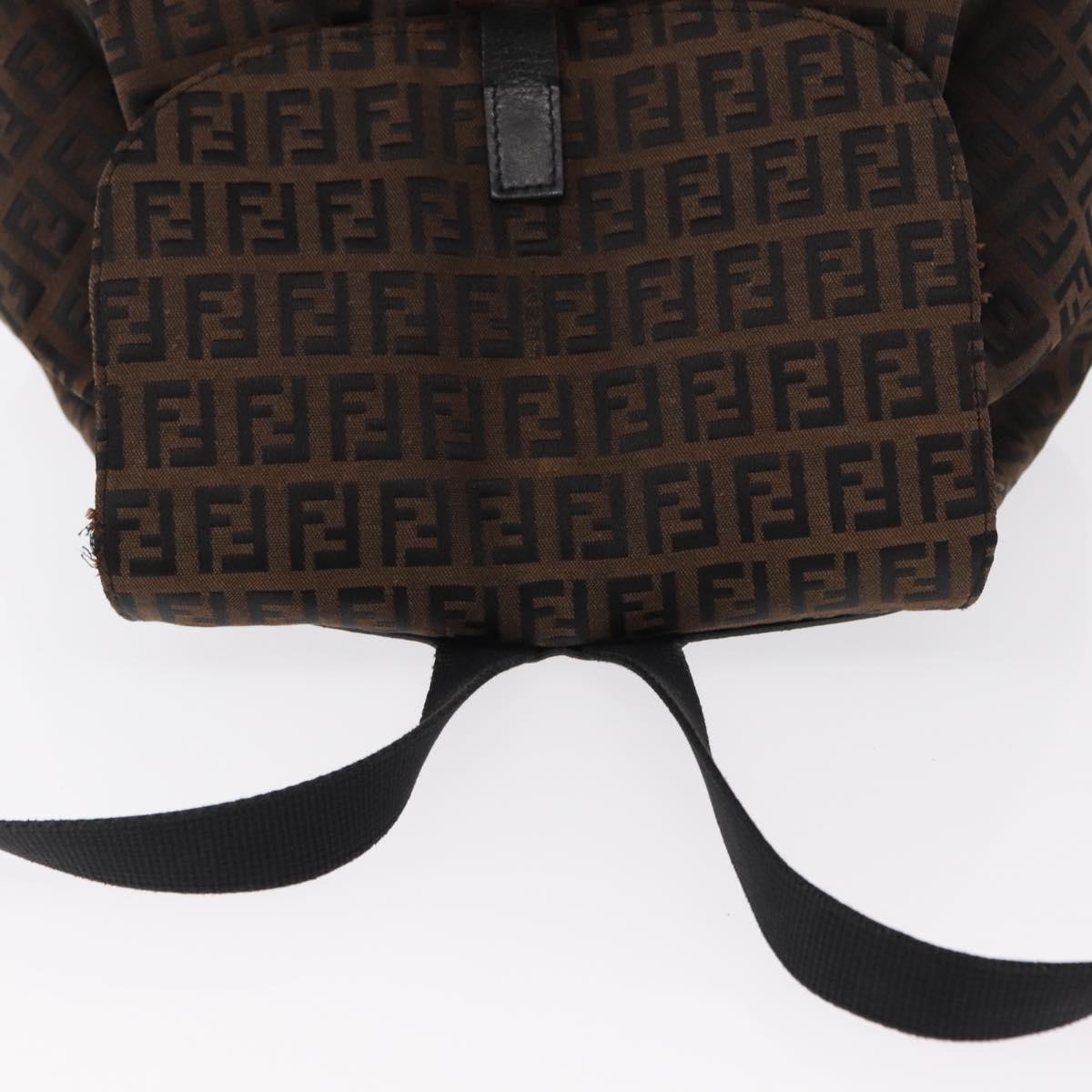 FENDI Zucchino Canvas Backpack Brown Black Auth 151350