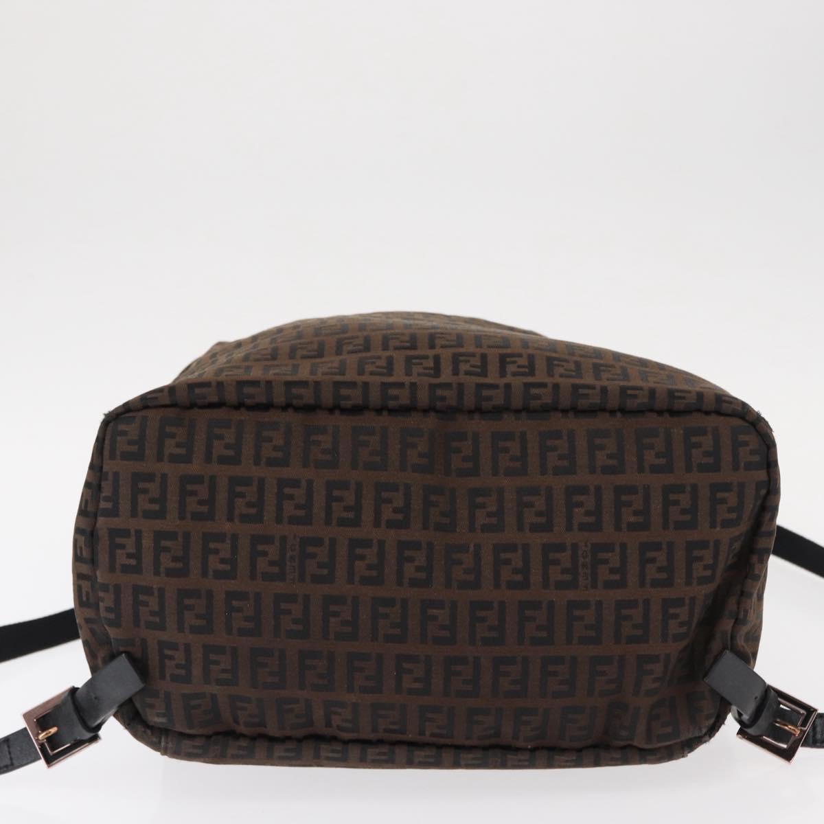 FENDI Zucchino Canvas Backpack Brown Black Auth 151350