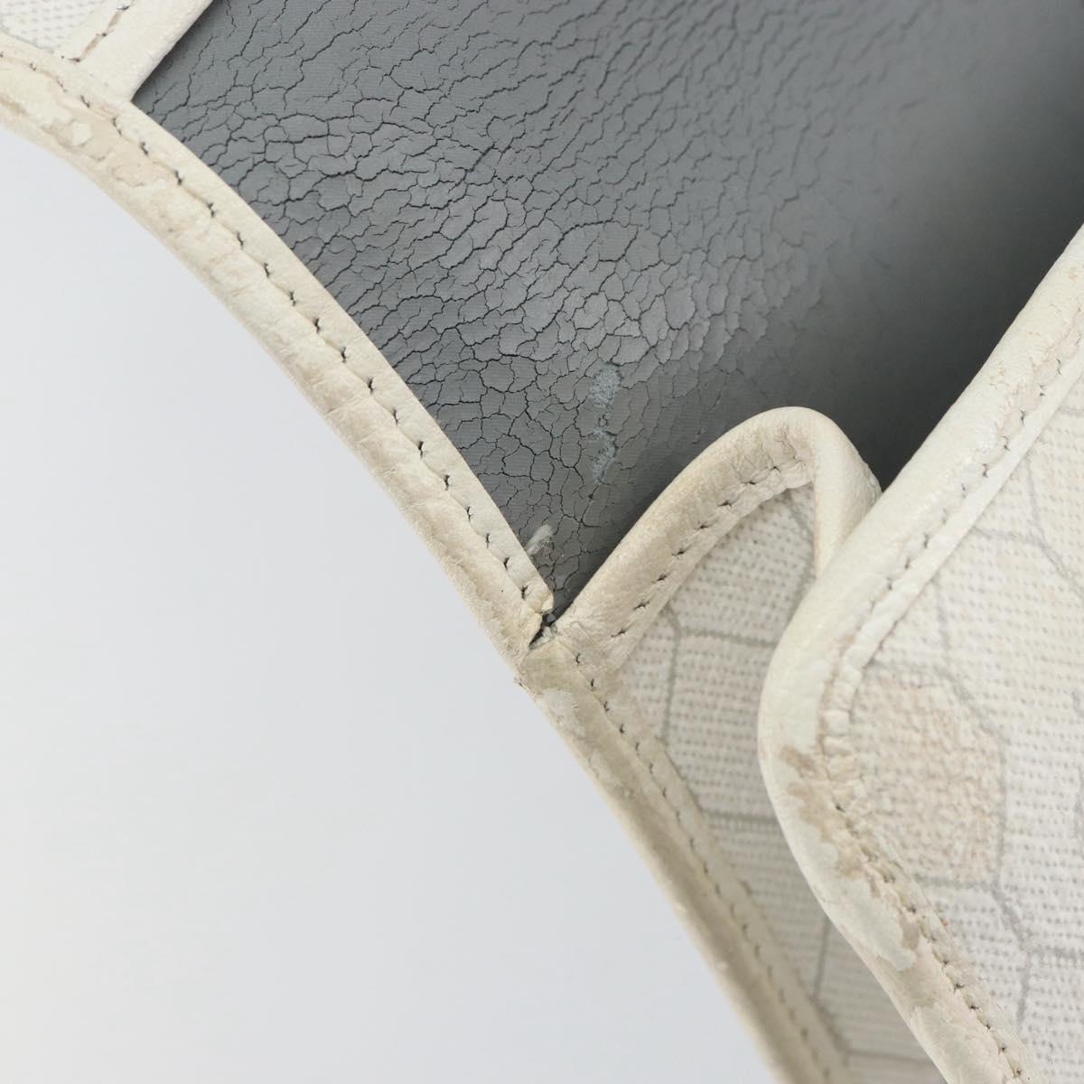 Christian Dior Honeycomb Canvas Shoulder Bag PVC Gold White Auth 151351