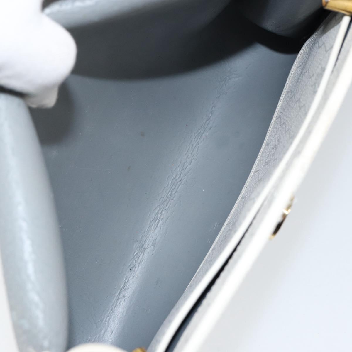 Christian Dior Honeycomb Canvas Shoulder Bag PVC Gold White Auth 151351