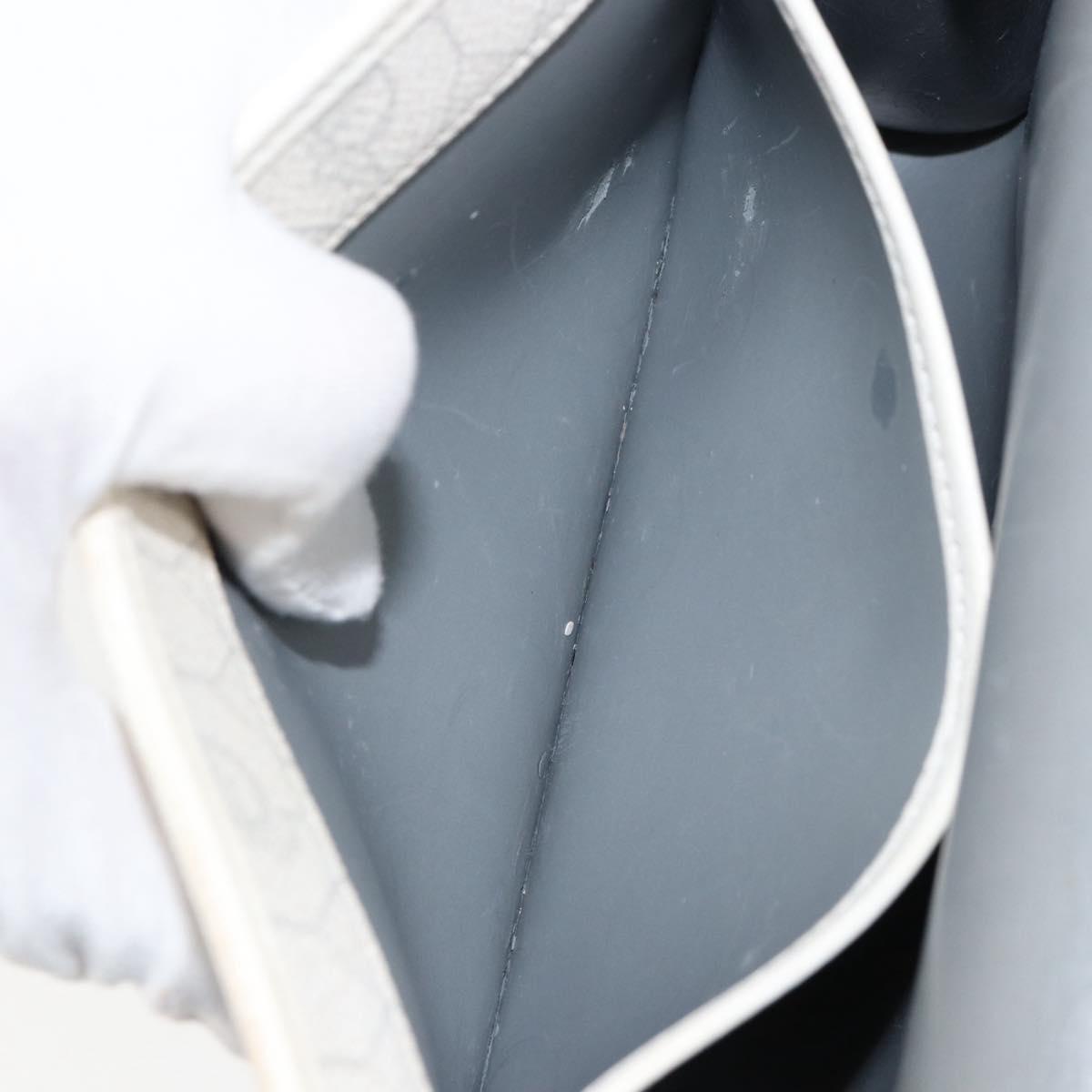 Christian Dior Honeycomb Canvas Shoulder Bag PVC Gold White Auth 151351