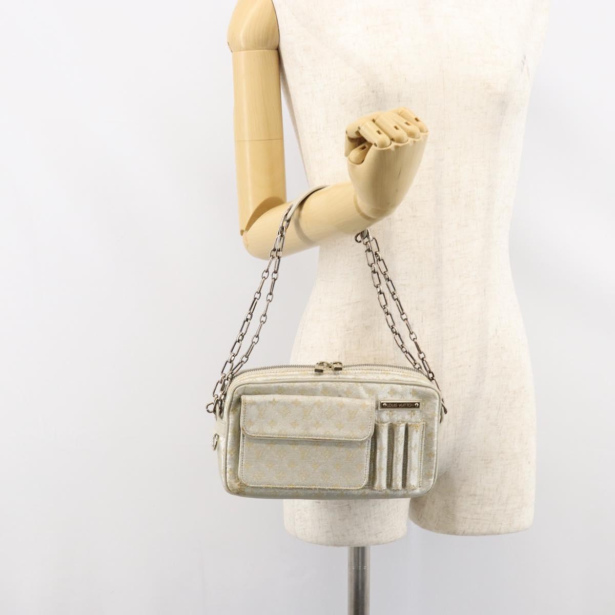 LOUIS VUITTON Monogram Shine Chain McKenna Bag Silver M92362 LV Auth 151359A