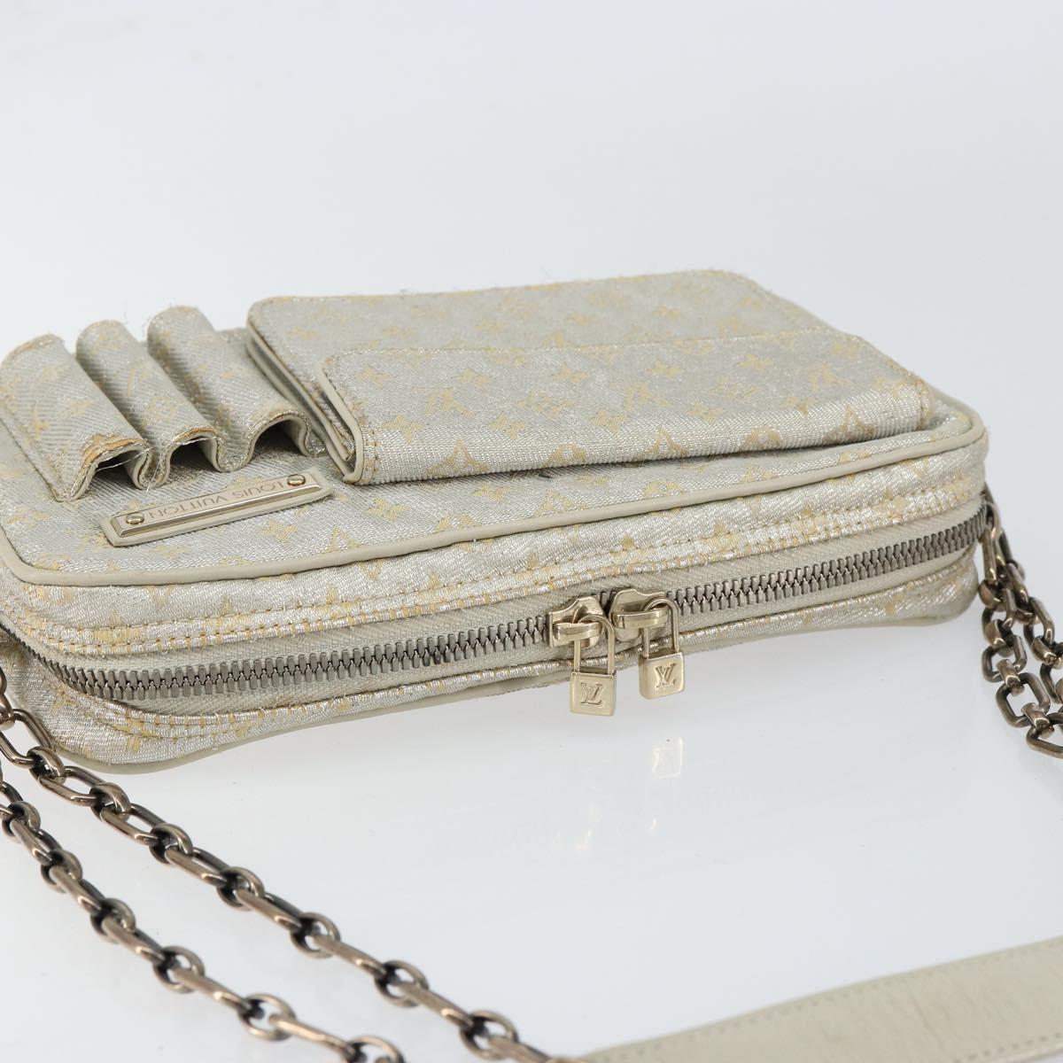 LOUIS VUITTON Monogram Shine Chain McKenna Bag Silver M92362 LV Auth 151359A