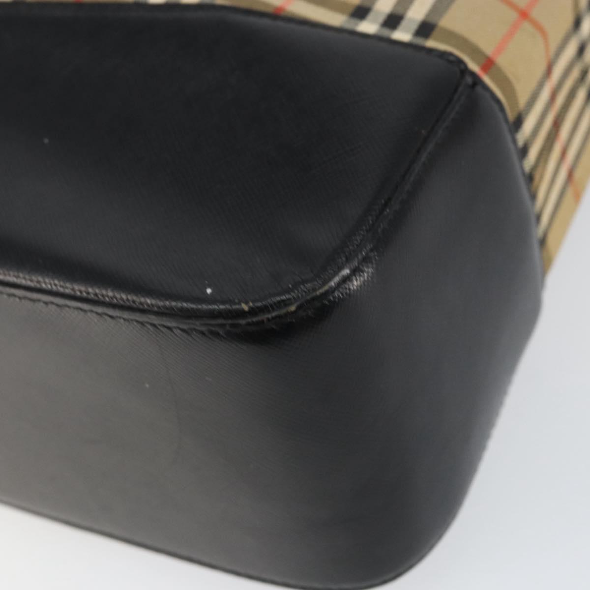 BURBERRY Nova Check Tote Bag Canvas Leather Beige Gold Auth 151362