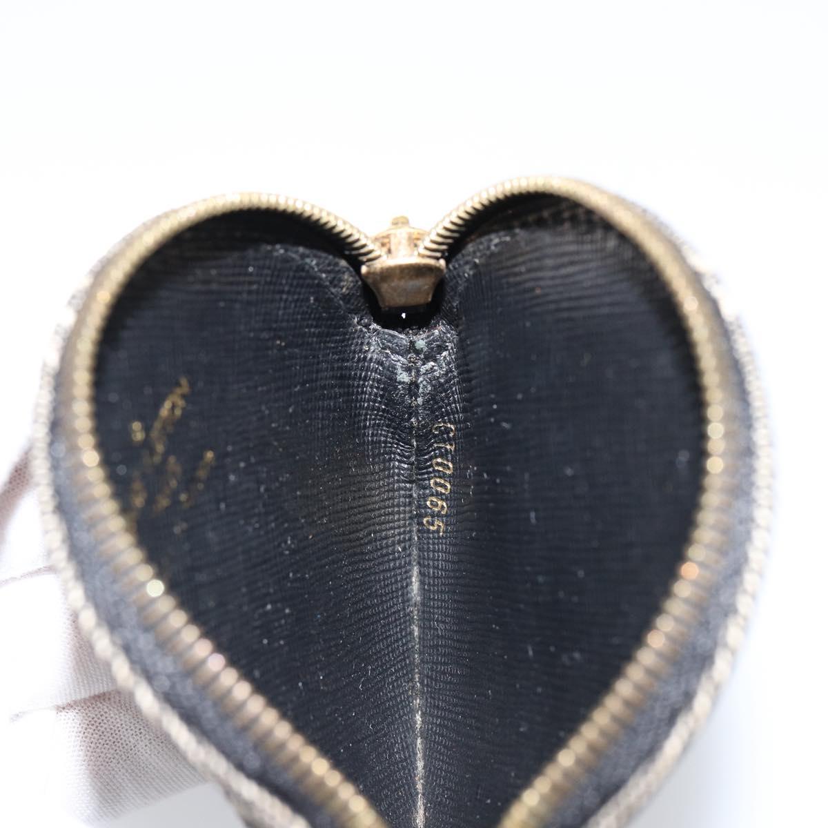 LOUIS VUITTON Mini Lin Porte Monnaie Round Coin Purse Black M92453 Auth 151364