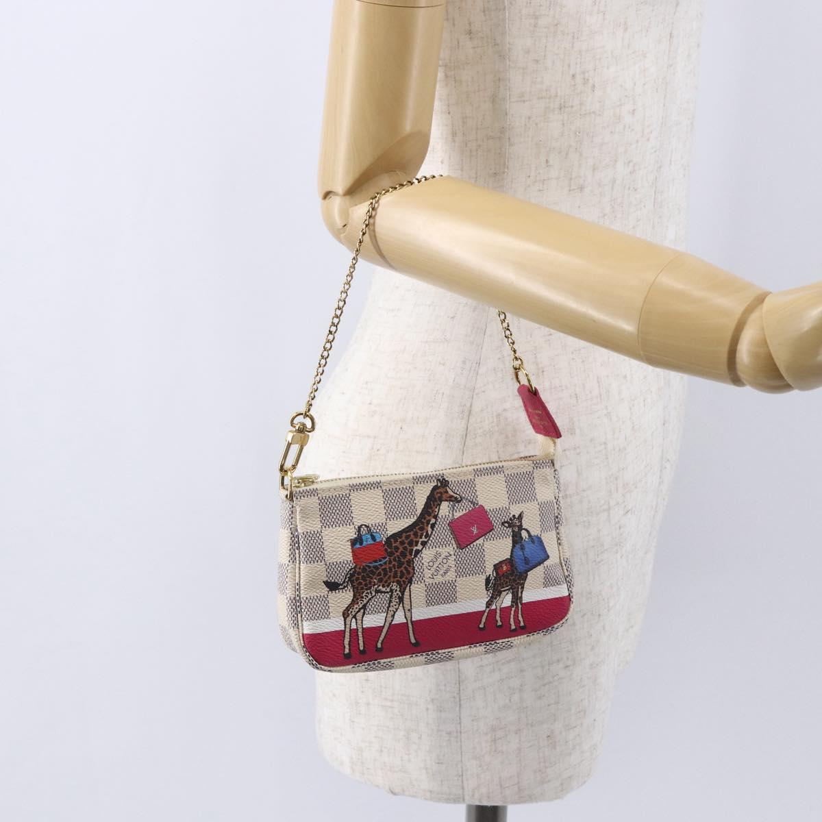 LOUIS VUITTON Azur Giraffe Mini Pochette Accessoires N62200 LV Auth 151369SAM