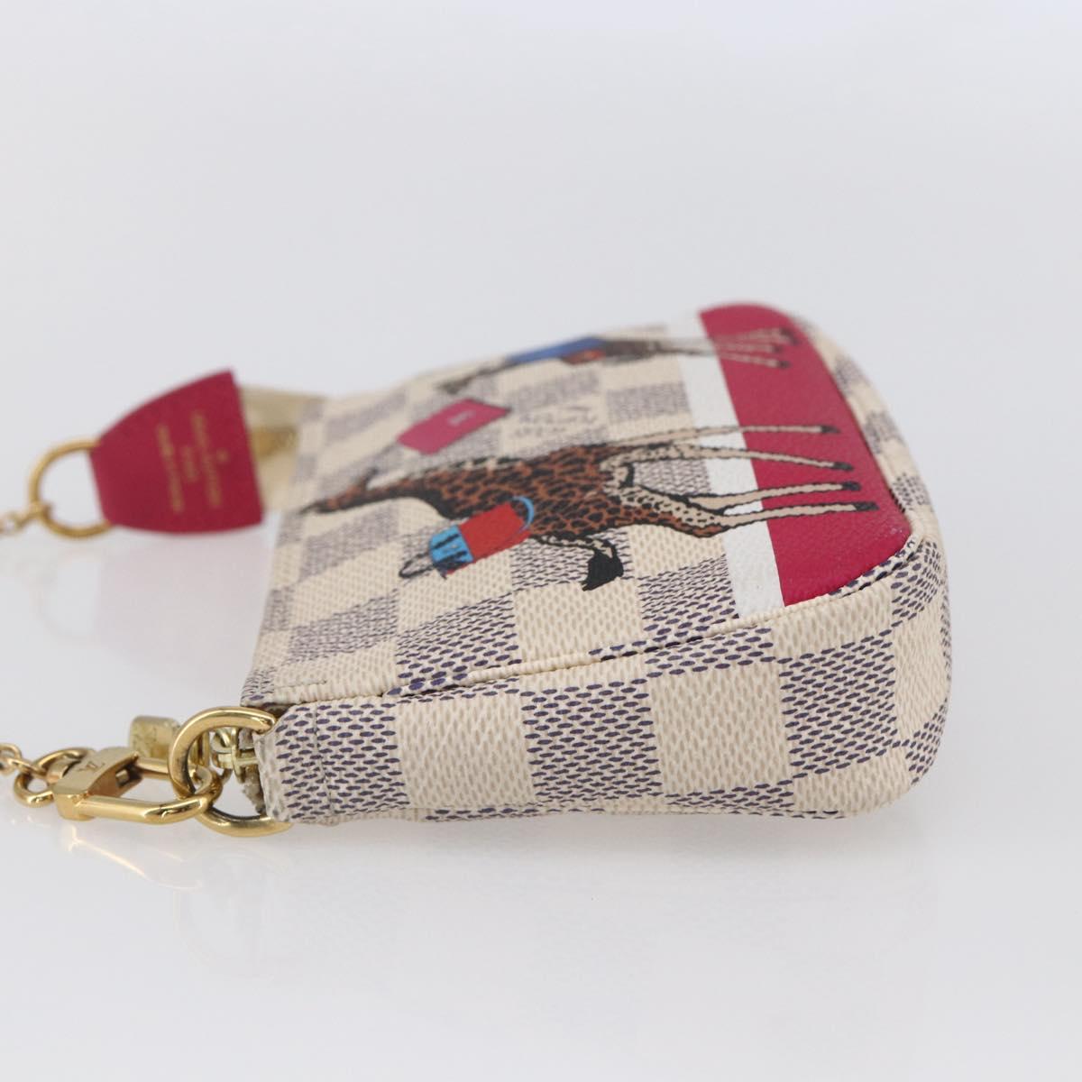 LOUIS VUITTON Azur Giraffe Mini Pochette Accessoires N62200 LV Auth 151369SAM