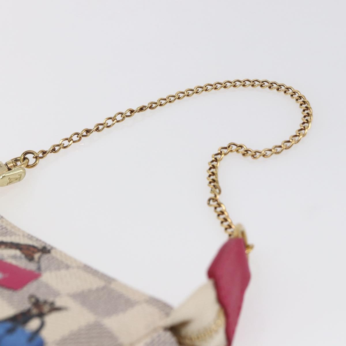 LOUIS VUITTON Azur Giraffe Mini Pochette Accessoires N62200 LV Auth 151369SAM