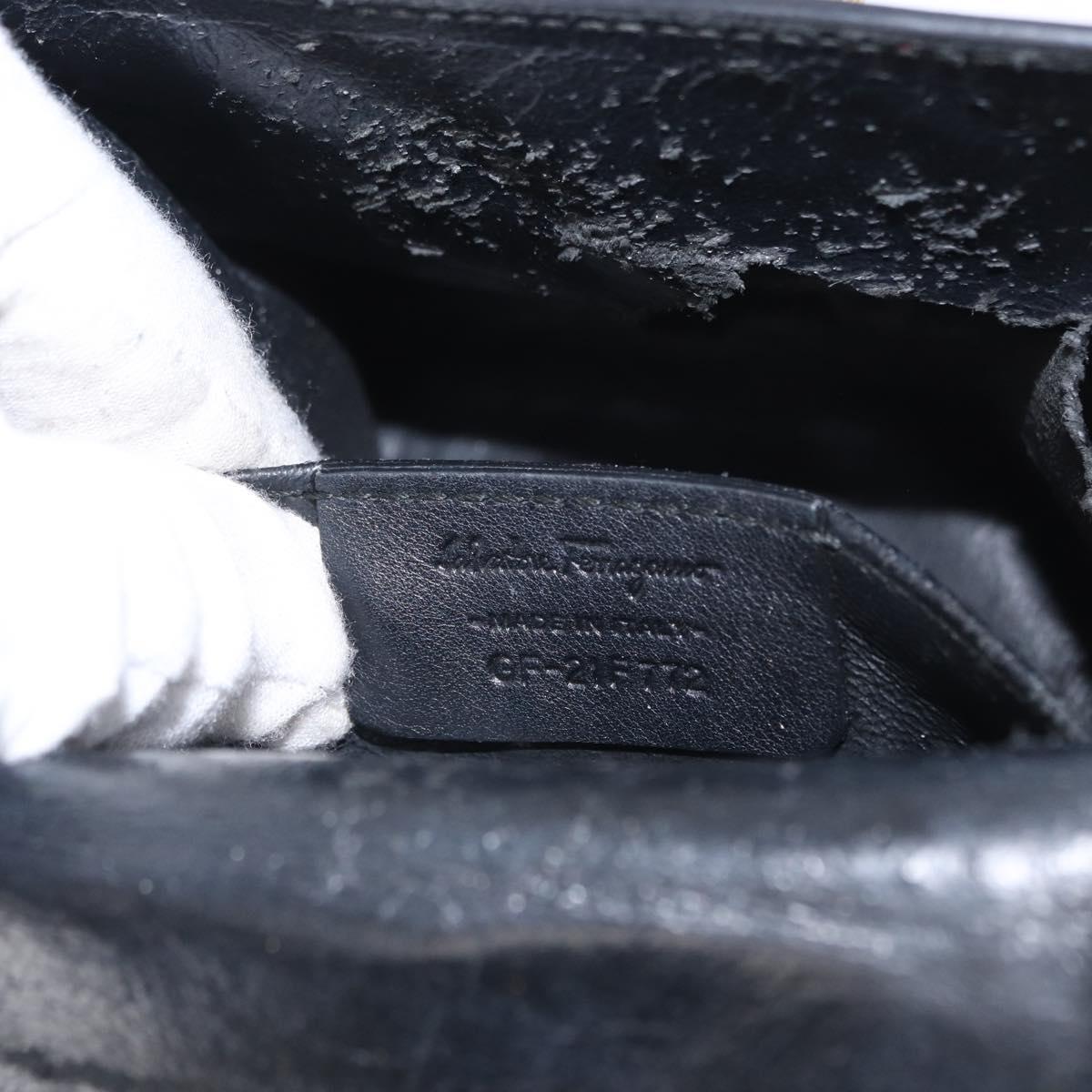 Salvatore Ferragamo Gancini Hand Bag Leather 2way Black Gold Auth 151370