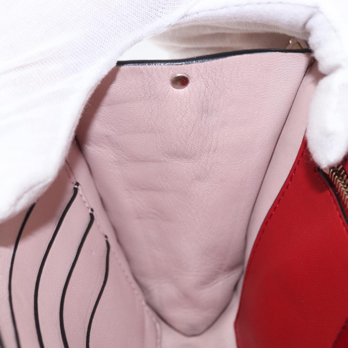 VALENTINO Chain Shoulder Bag Leather Pink Gold Auth 151371