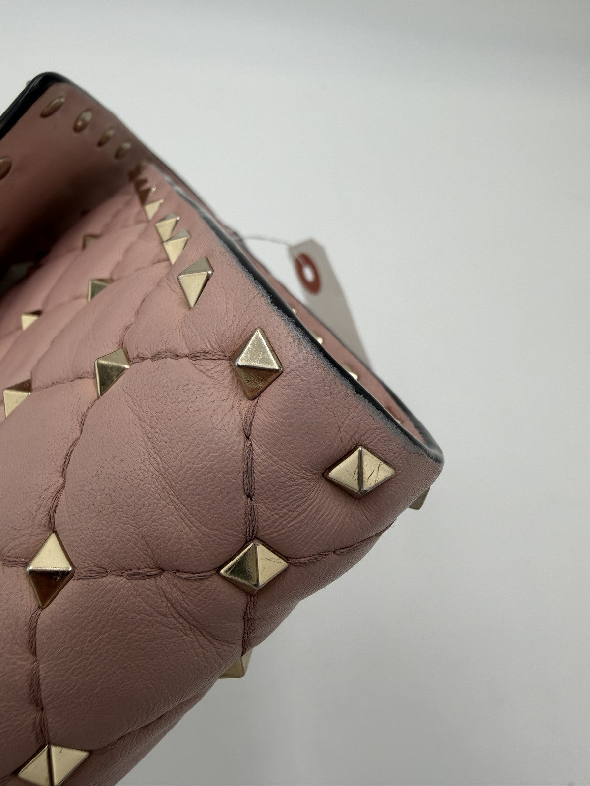 VALENTINO Chain Shoulder Bag Leather Pink Gold Auth 151371