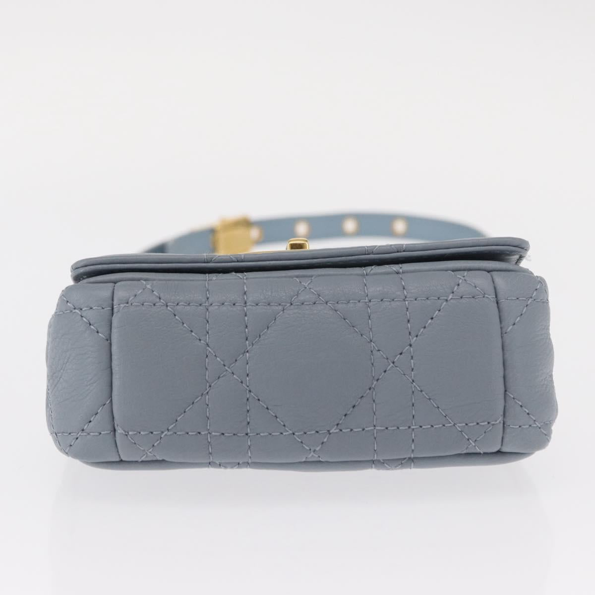 Christian Dior Canage Chain Dior Caro Bag Leather Blue Gold Auth 151372SAM