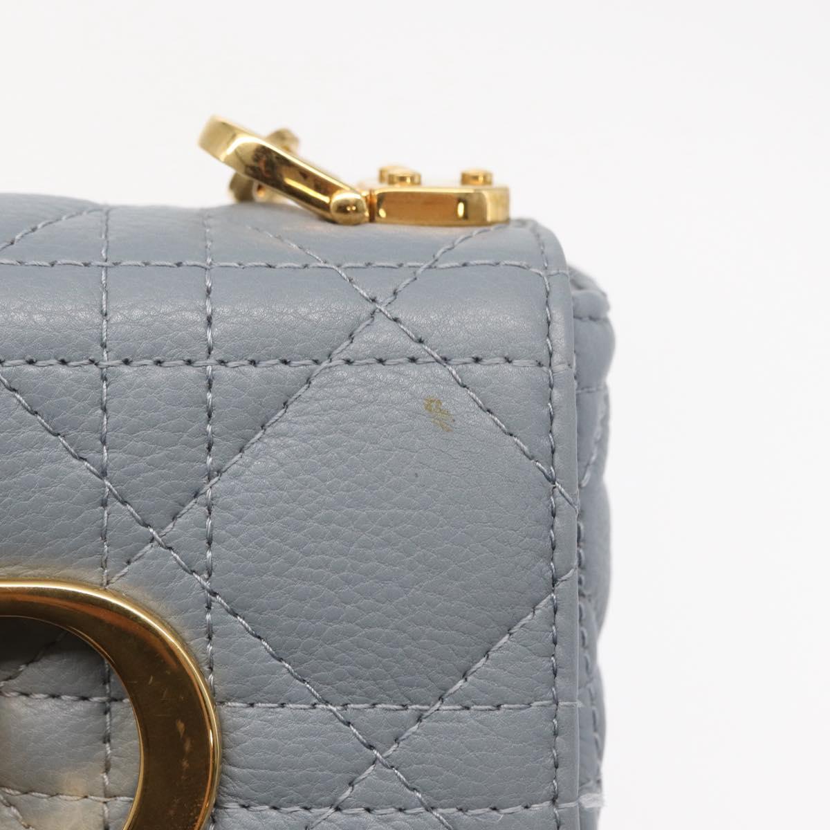 Christian Dior Canage Chain Dior Caro Bag Leather Blue Gold Auth 151372SAM