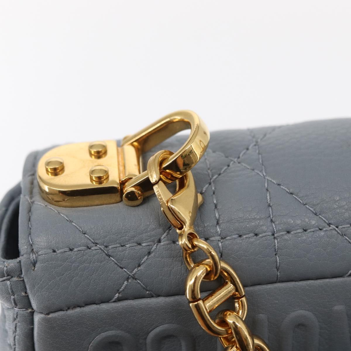 Christian Dior Canage Chain Dior Caro Bag Leather Blue Gold Auth 151372SAM