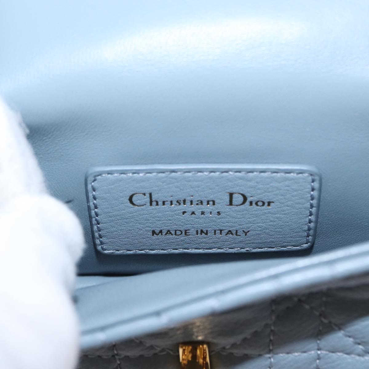 Christian Dior Canage Chain Dior Caro Bag Leather Blue Gold Auth 151372SAM