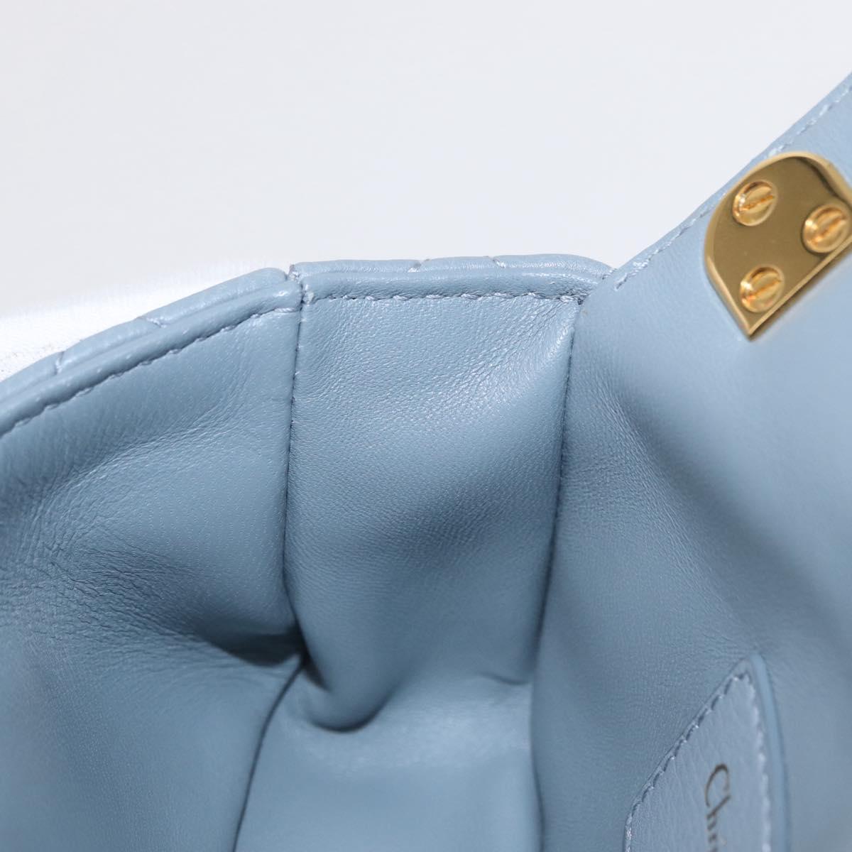 Christian Dior Canage Chain Dior Caro Bag Leather Blue Gold Auth 151372SAM