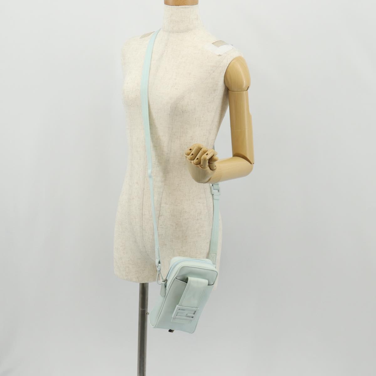 FENDI Baguette Phone Pouch Shoulder Bag Nylon Light Blue Auth 151373M