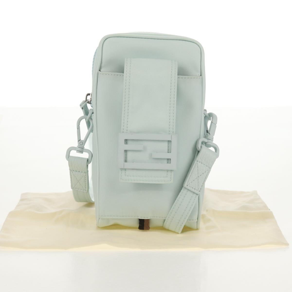 FENDI Baguette Phone Pouch Shoulder Bag Nylon Light Blue Auth 151373M