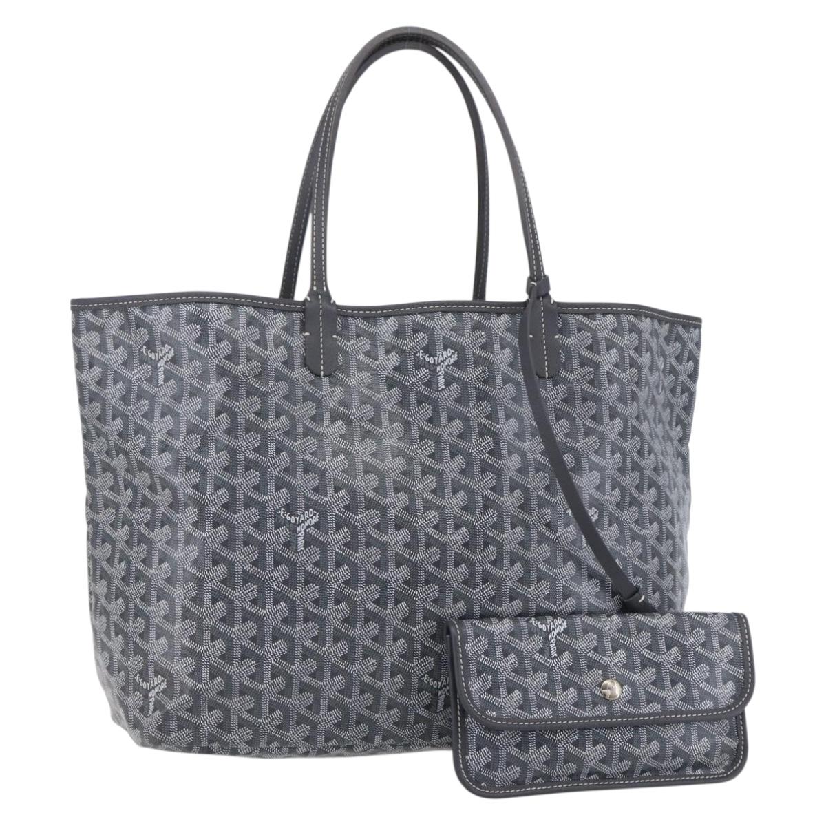 GOYARD Herringbone Saint Louis PM Tote Bag PVC Gray Auth 151375SM