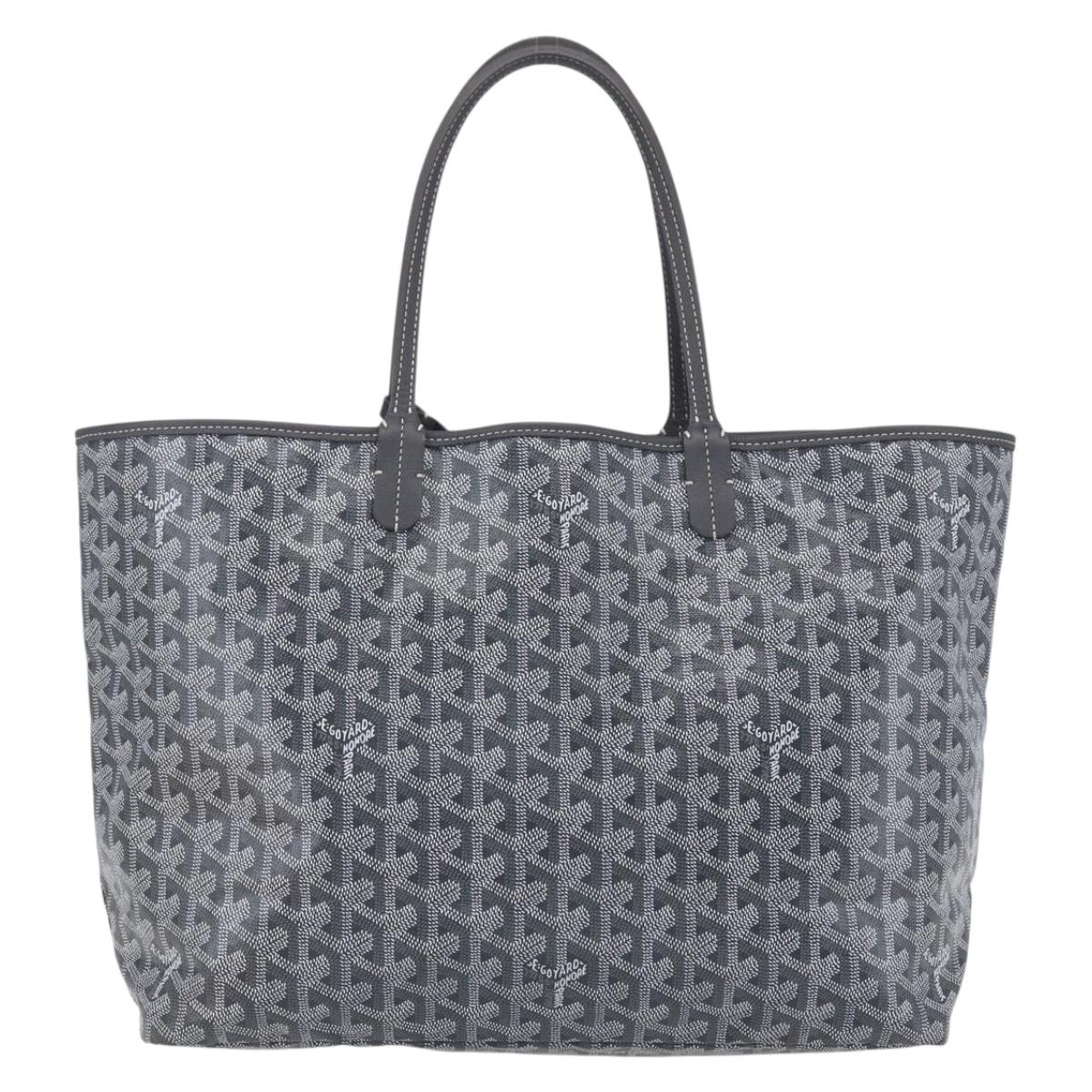 GOYARD Herringbone Saint Louis PM Tote Bag PVC Gray Auth 151375SM