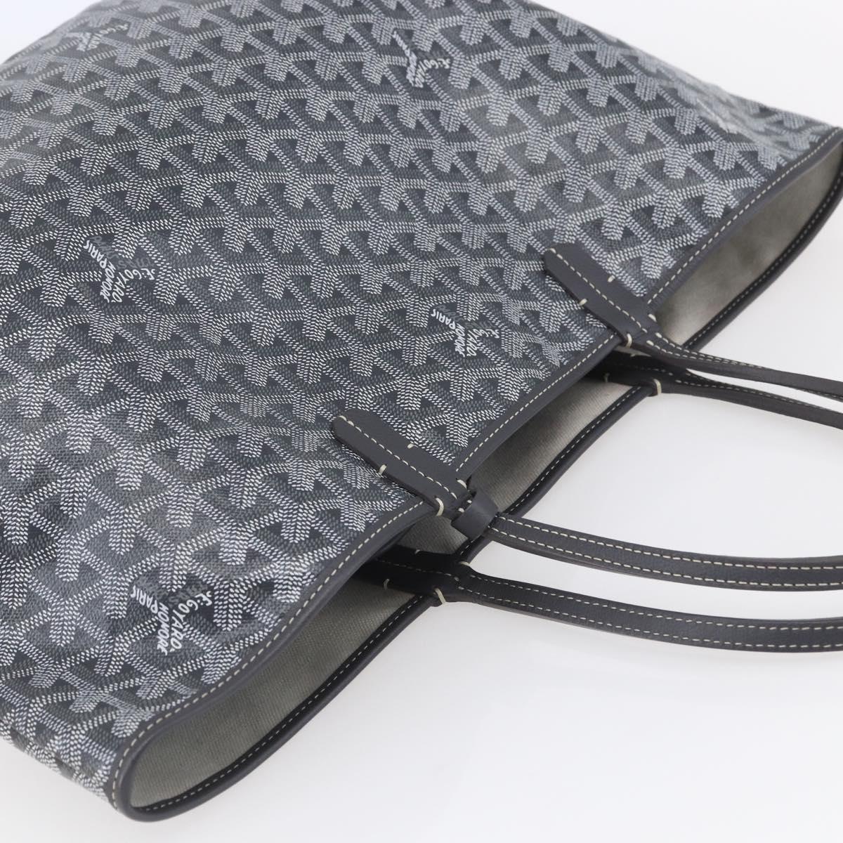 GOYARD Herringbone Saint Louis PM Tote Bag PVC Gray Auth 151375SM