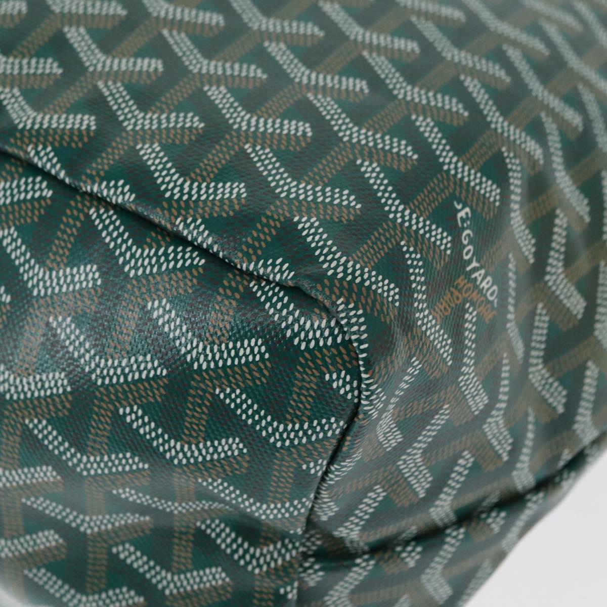 GOYARD Herringbone Saint Louis PM Tote Bag PVC Green Auth 151376SM