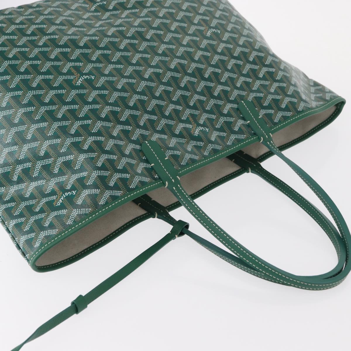 GOYARD Herringbone Saint Louis PM Tote Bag PVC Green Auth 151376SM