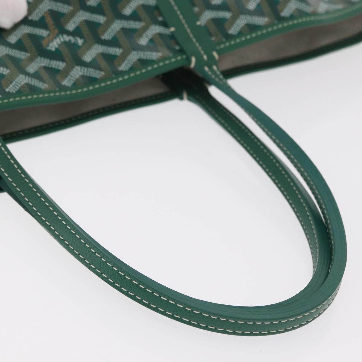 GOYARD Herringbone Saint Louis PM Tote Bag PVC Green Auth 151376SM