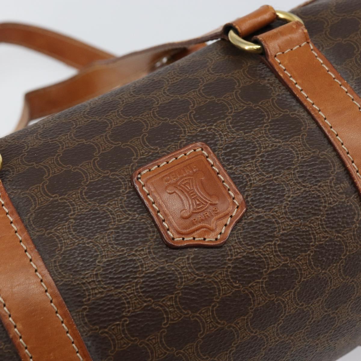 CELINE Macadam Canvas Hand Bag PVC Brown Gold Auth 151395