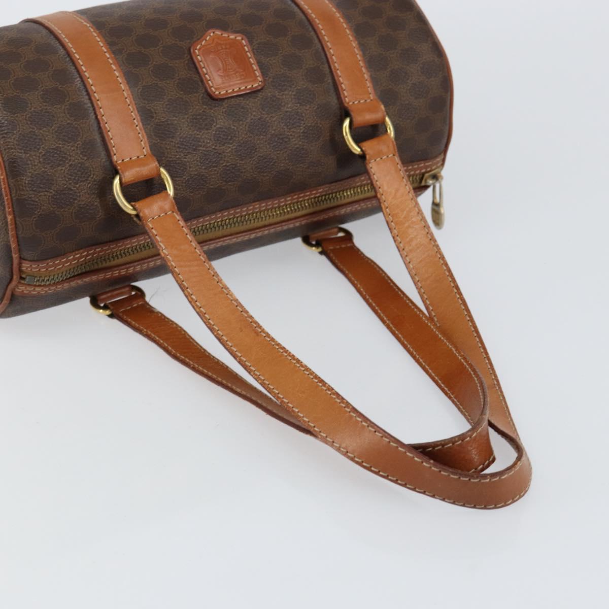 CELINE Macadam Canvas Hand Bag PVC Brown Gold Auth 151395