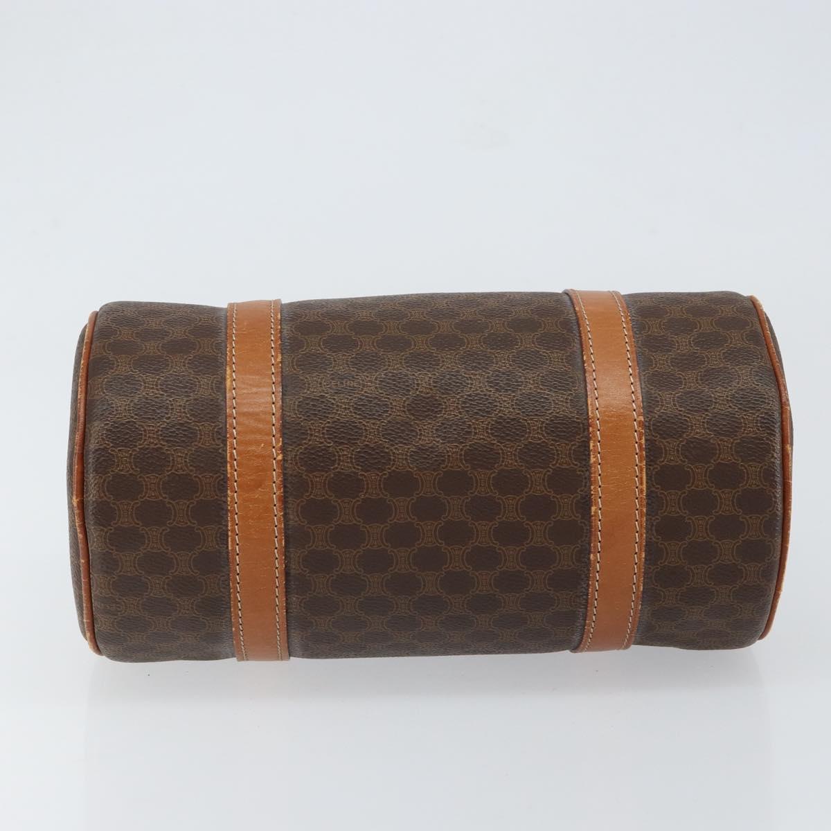 CELINE Macadam Canvas Hand Bag PVC Brown Gold Auth 151395