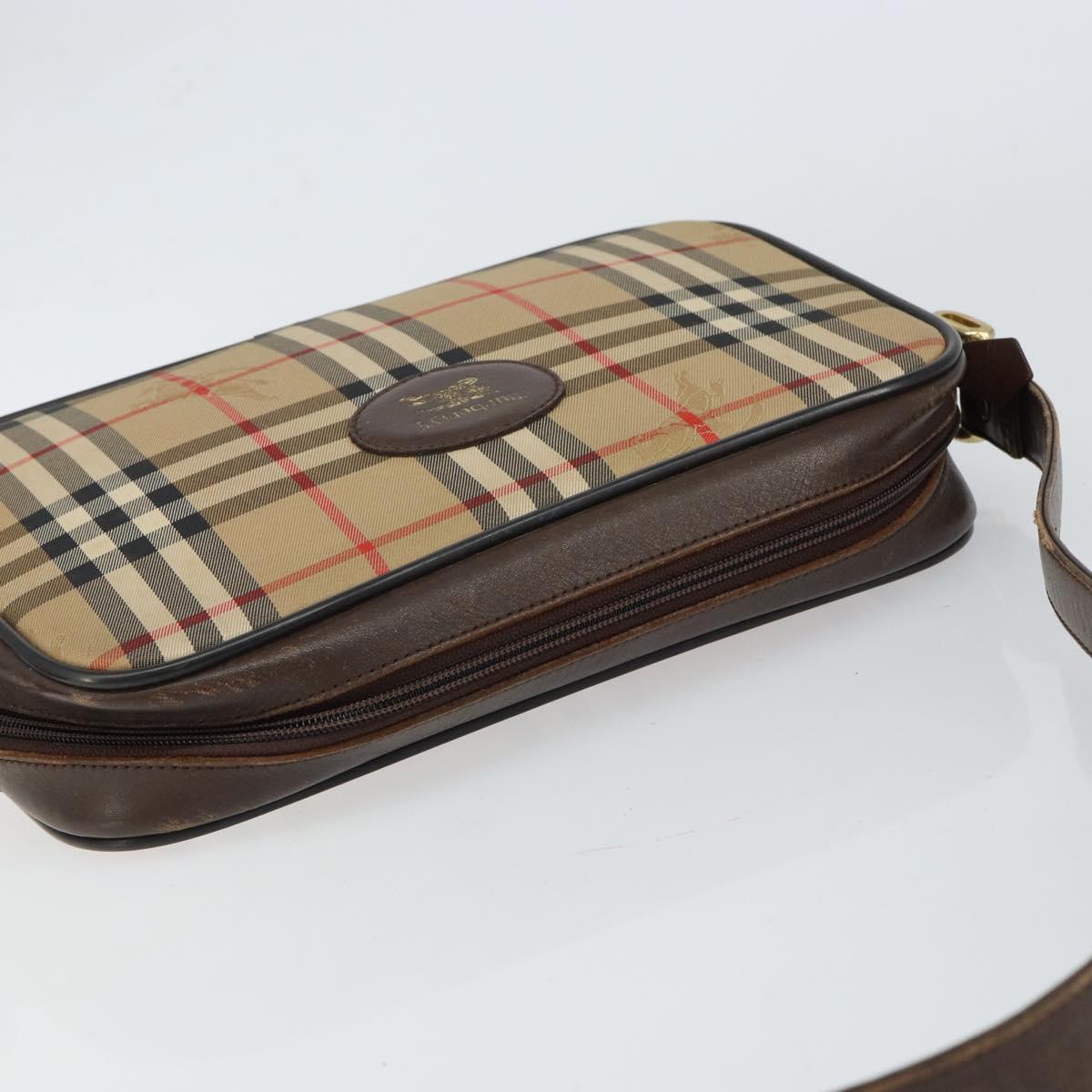 Burberrys Nova Check Shoulder Bag Canvas Beige Gold Auth 151396