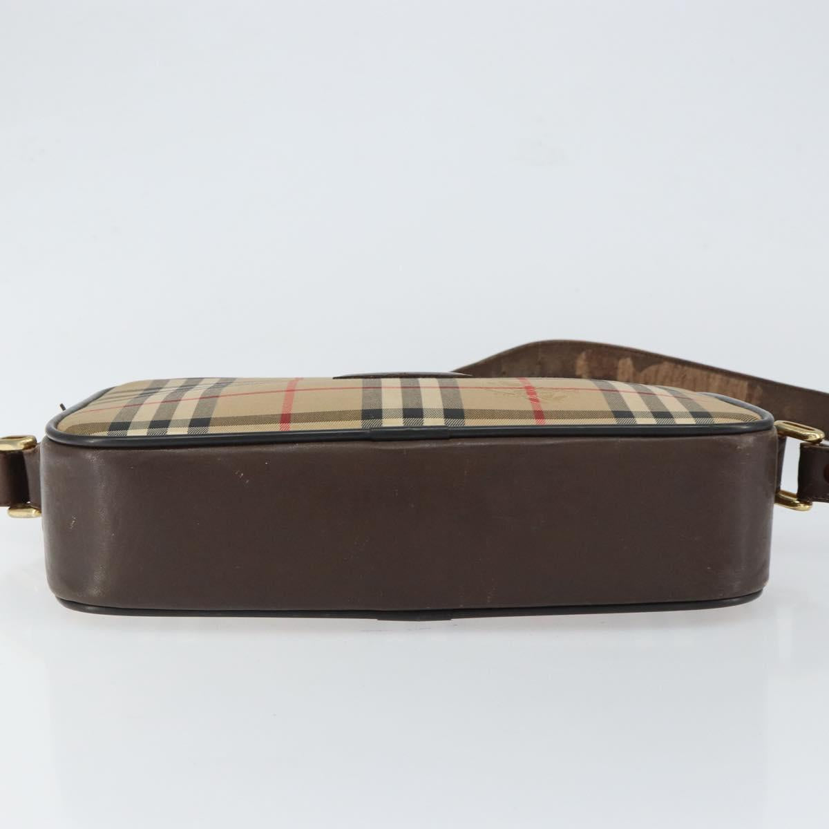 Burberrys Nova Check Shoulder Bag Canvas Beige Gold Auth 151396