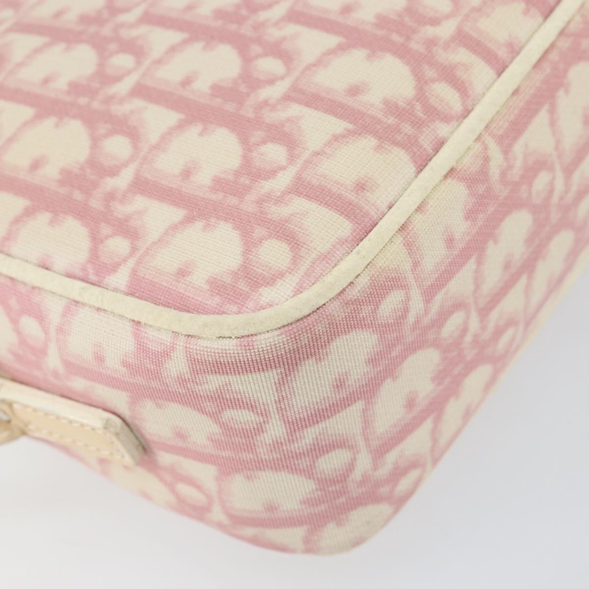 Christian Dior Trotter Canvas Shoulder Bag Pink Silver Auth 151400