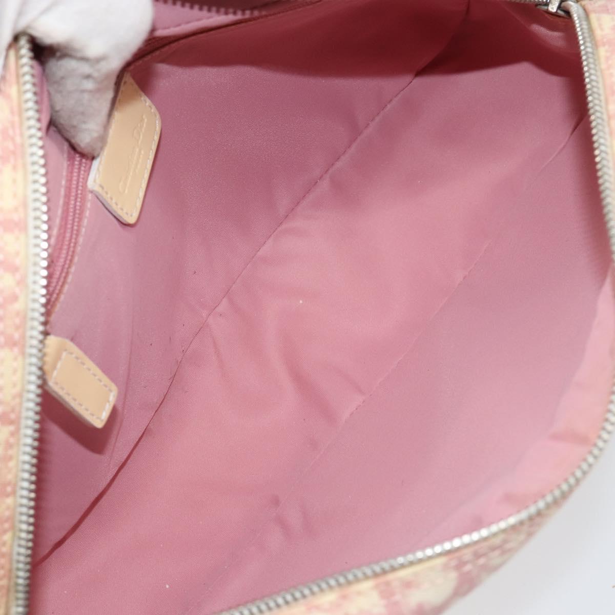 Christian Dior Trotter Canvas Shoulder Bag Pink Silver Auth 151400