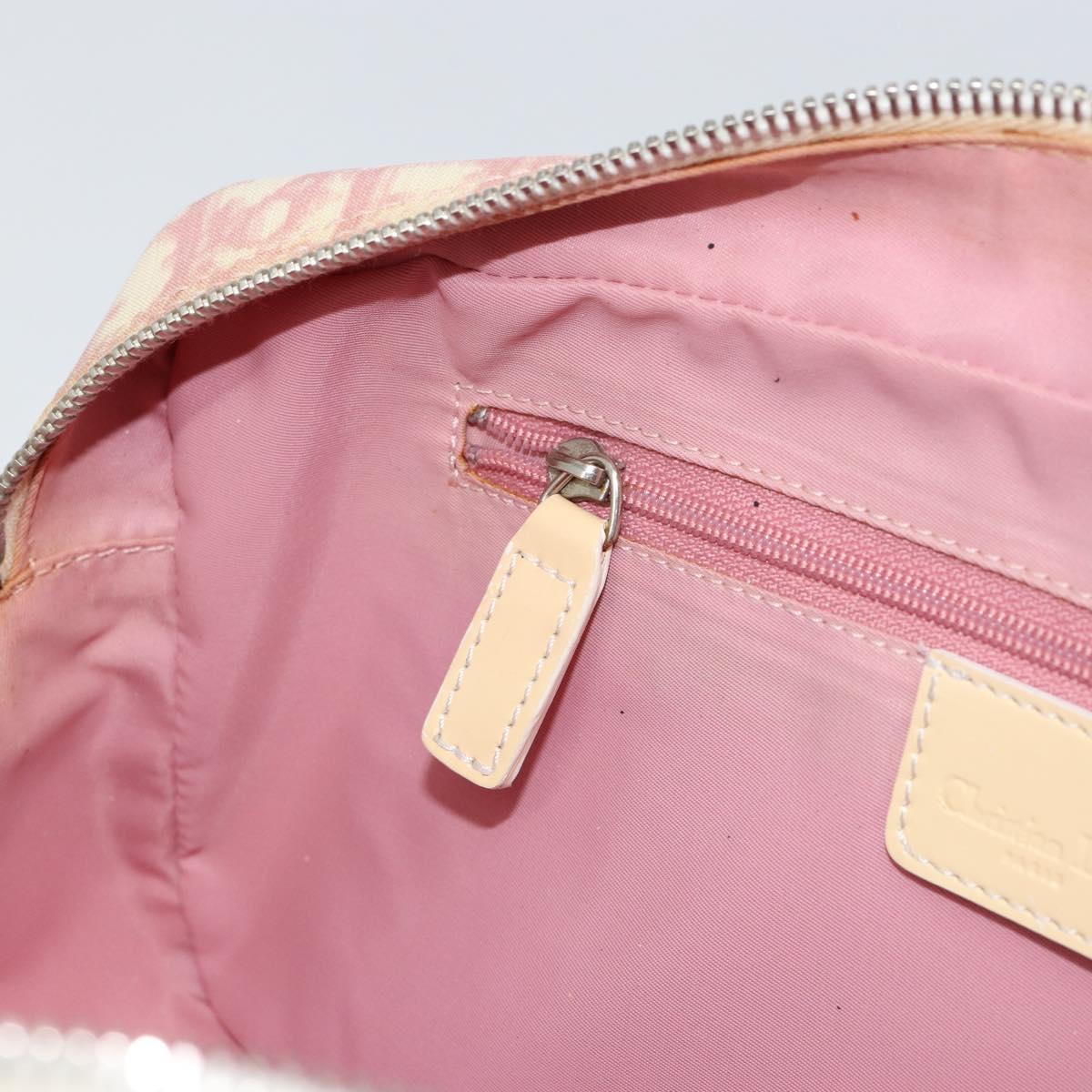 Christian Dior Trotter Canvas Shoulder Bag Pink Silver Auth 151400