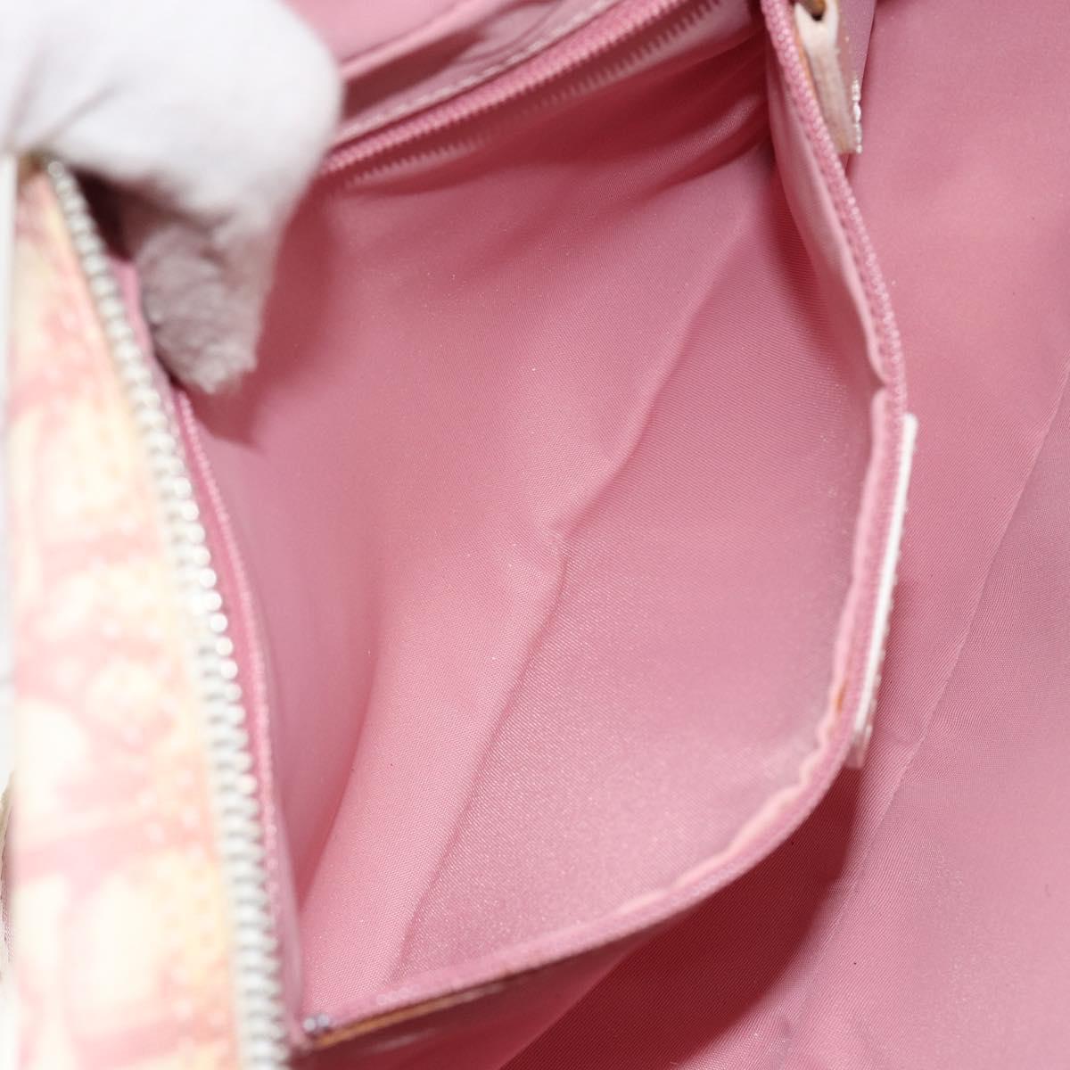 Christian Dior Trotter Canvas Shoulder Bag Pink Silver Auth 151400