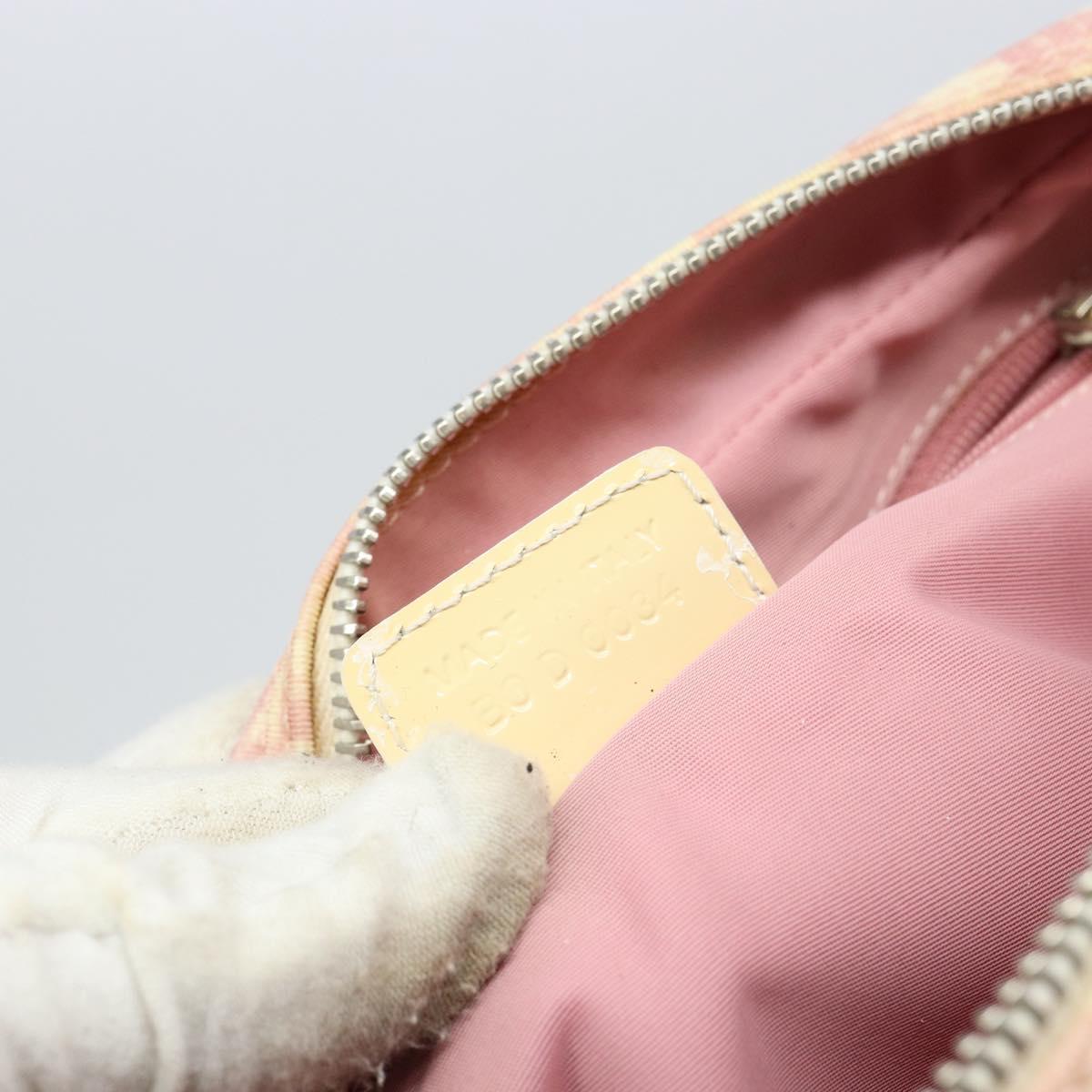 Christian Dior Trotter Canvas Shoulder Bag Pink Silver Auth 151400