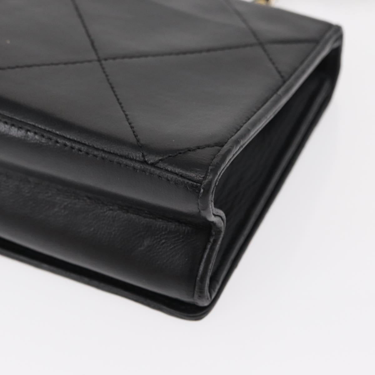 CHANEL Matelasse Chain Shoulder Bag Lamb Skin Black Gold CC Auth 151404