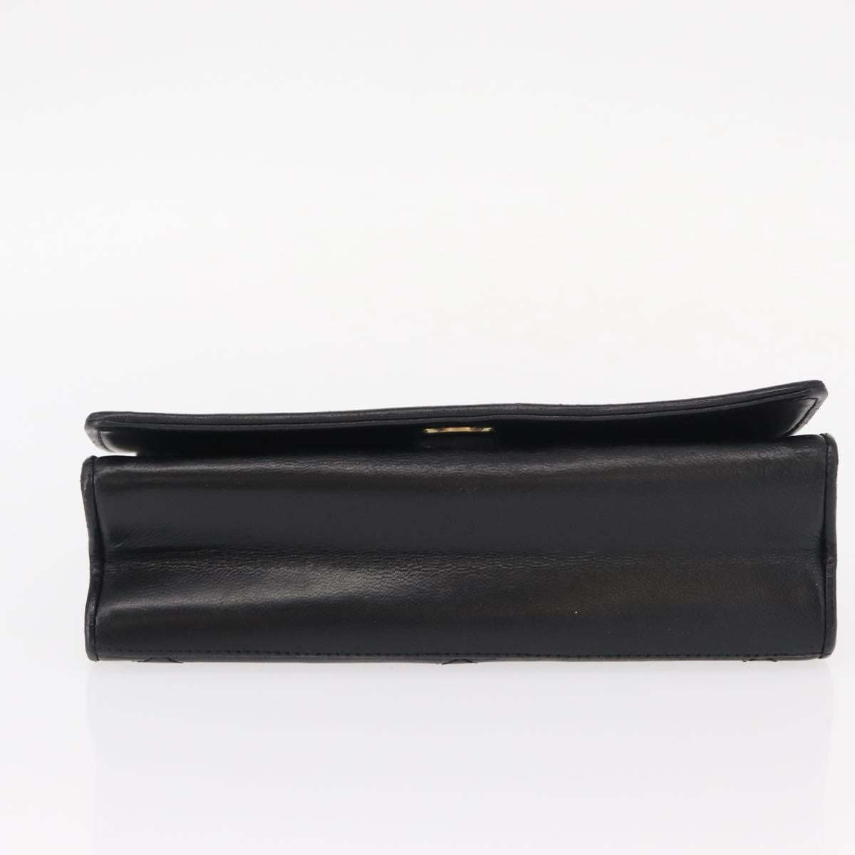 CHANEL Matelasse Chain Shoulder Bag Lamb Skin Black Gold CC Auth 151404