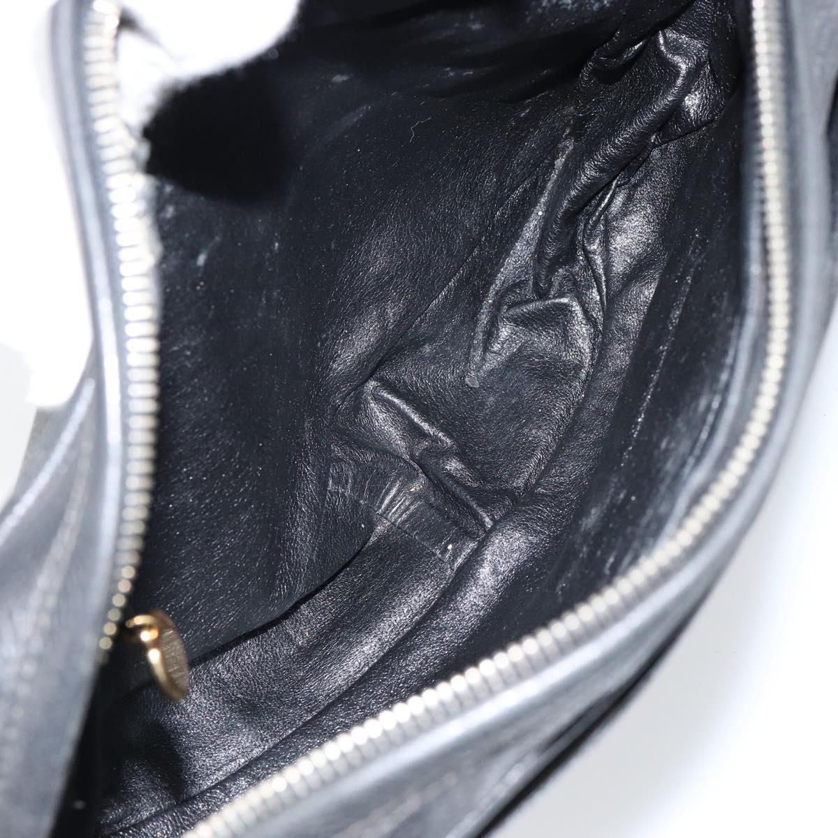 CHANEL Triple COCO Mark Shoulder Bag Caviar Skin Black Gold CC Auth 151405