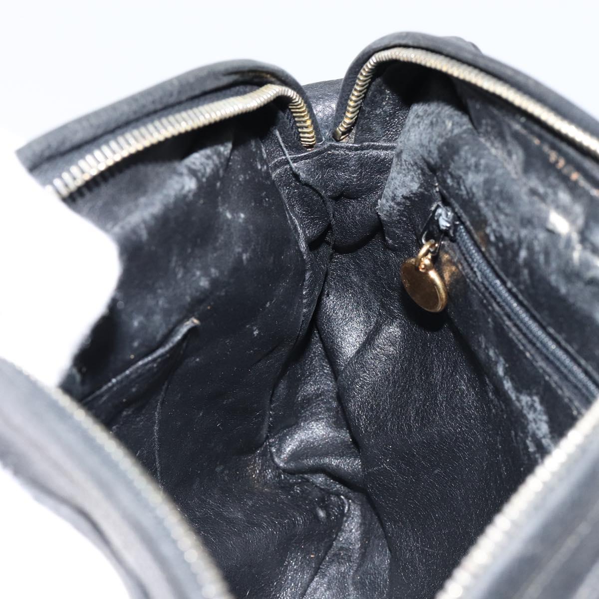 CHANEL Triple COCO Mark Shoulder Bag Caviar Skin Black Gold CC Auth 151405