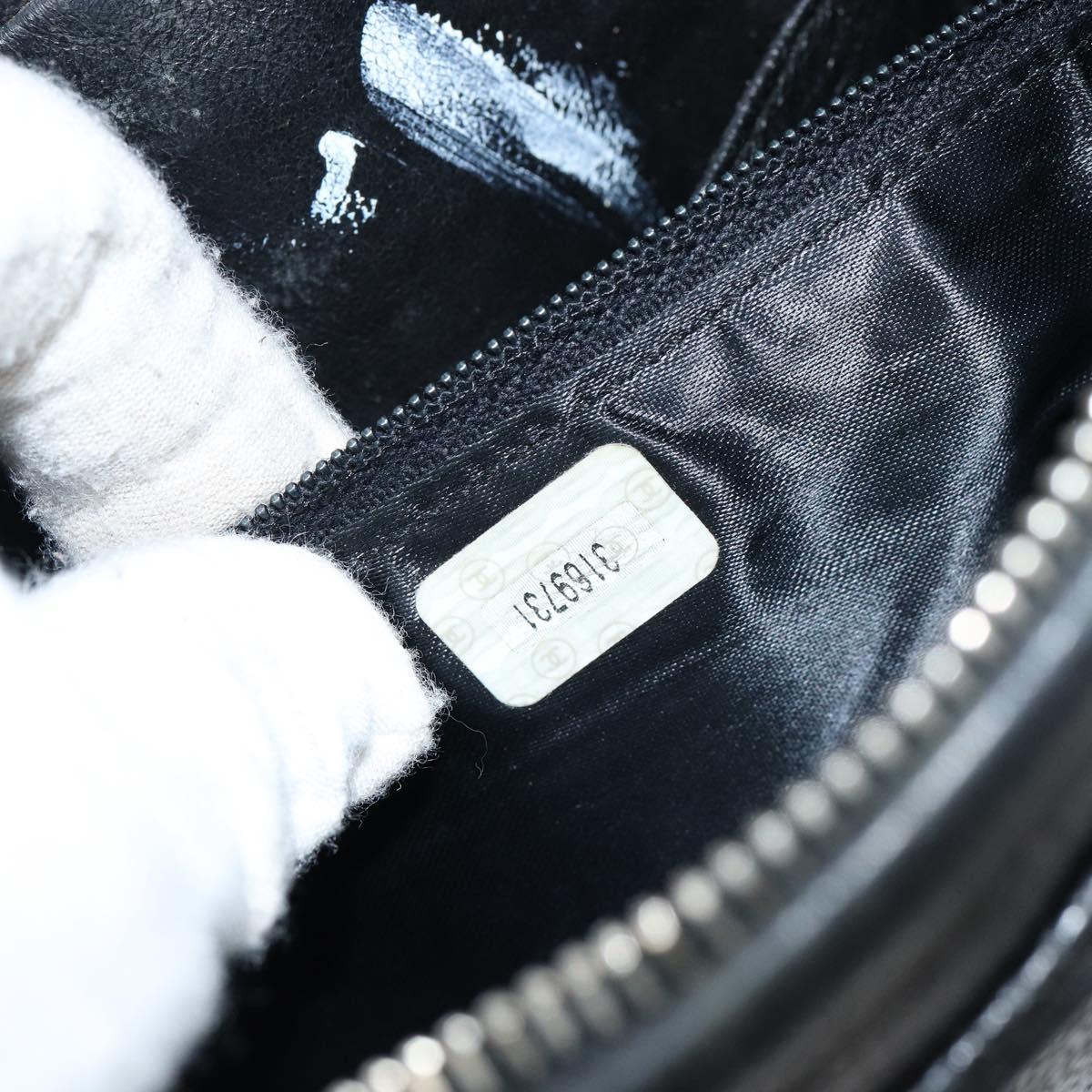 CHANEL Triple COCO Mark Shoulder Bag Caviar Skin Black Gold CC Auth 151405