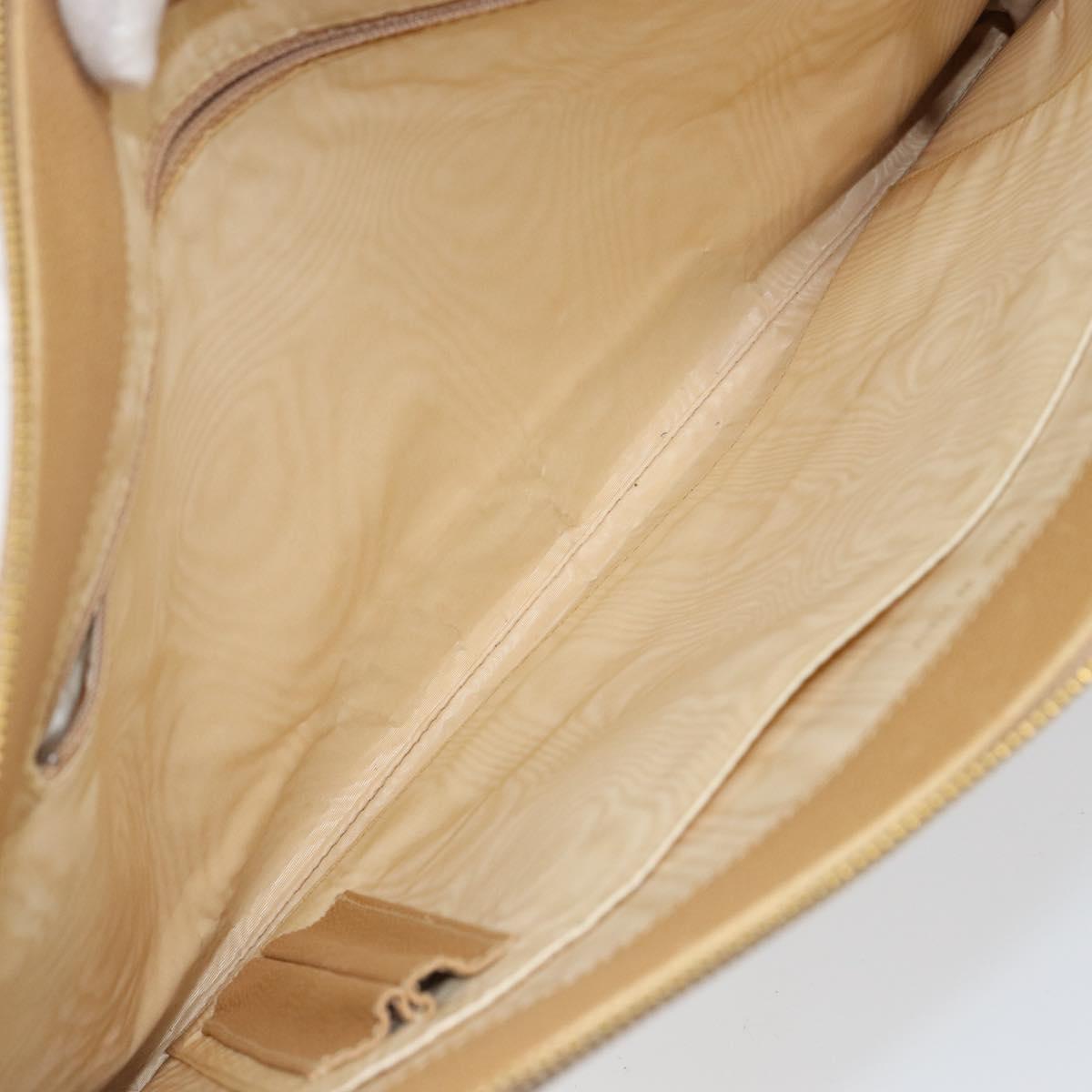 CHANEL COCO Mark Document Case Clutch Bag Caviar Skin Beige Gold CC Auth 151406